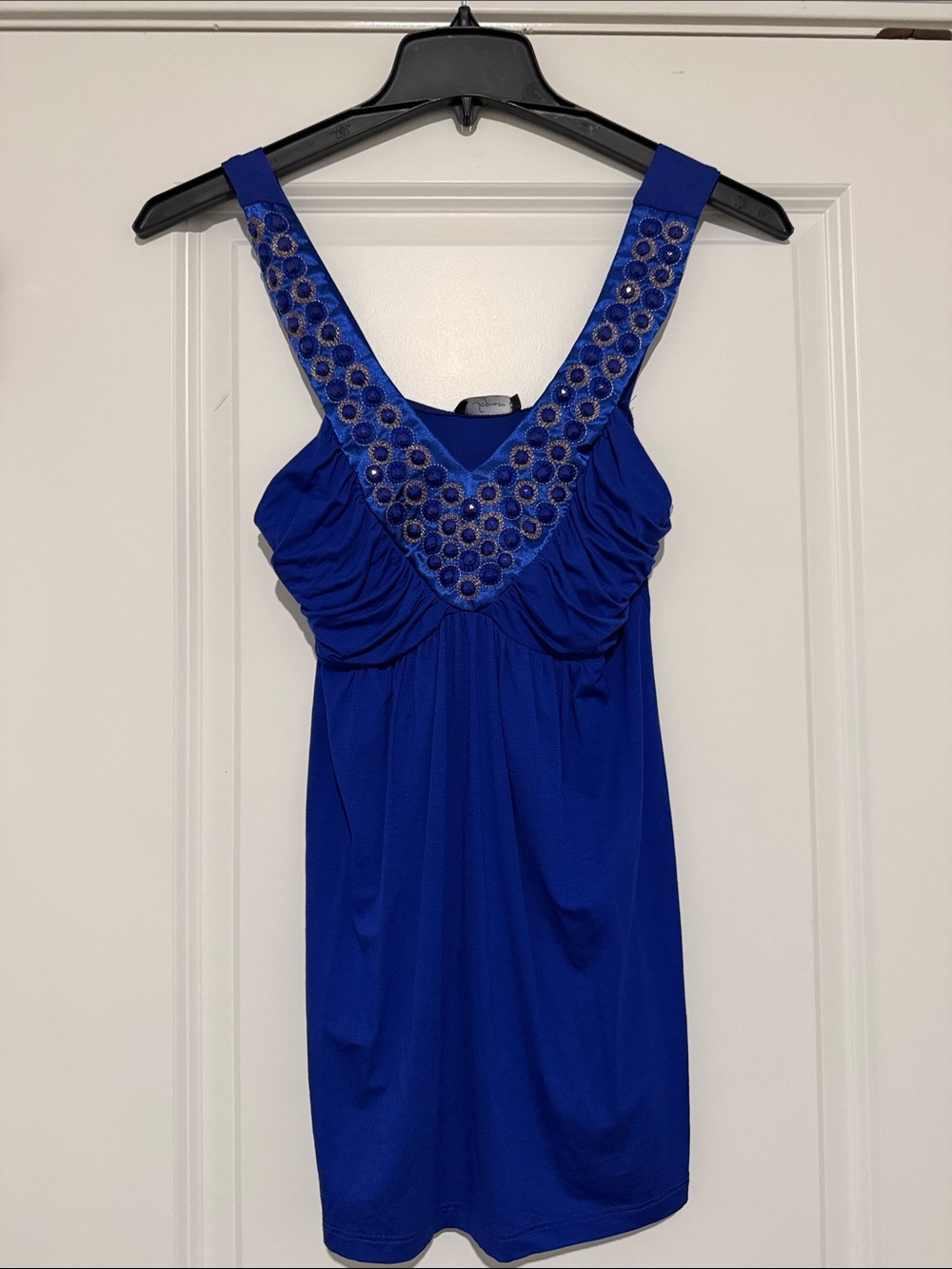 Soprano Royal Blue Embellished V-Neck Tank